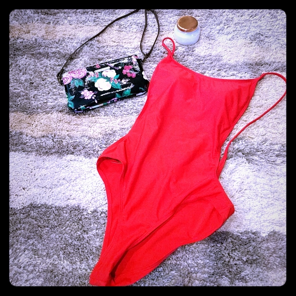 Red one piece bathing suit Sunny Co.